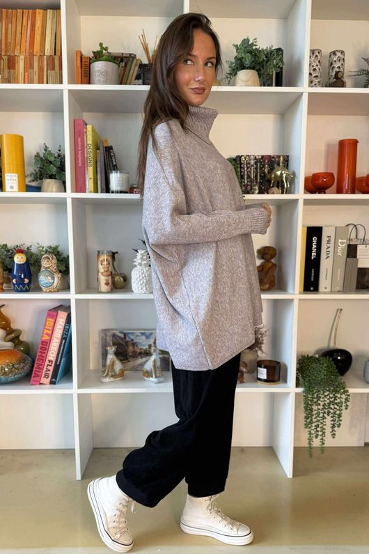 Beyond Terry Oversized Cowl Knit Grey Marl